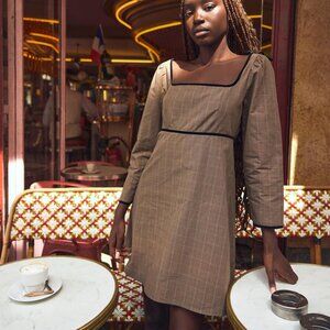 Tatum Mini Dress - Coco Check with Baby Blue Pinstripe